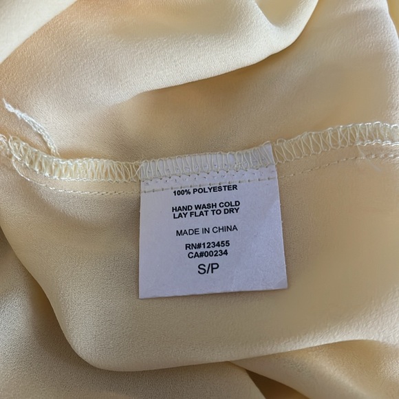 Design Lab Crepe Spaghetti Strap Cami, Ruffle Front & V-Back, Pale yellow, Sz S - Picture 13 of 13